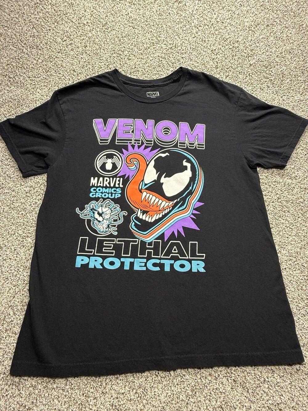 Marvel Venom Lethal Protector Graphic T-Shirt Black L Men's Cotton Crew Neck